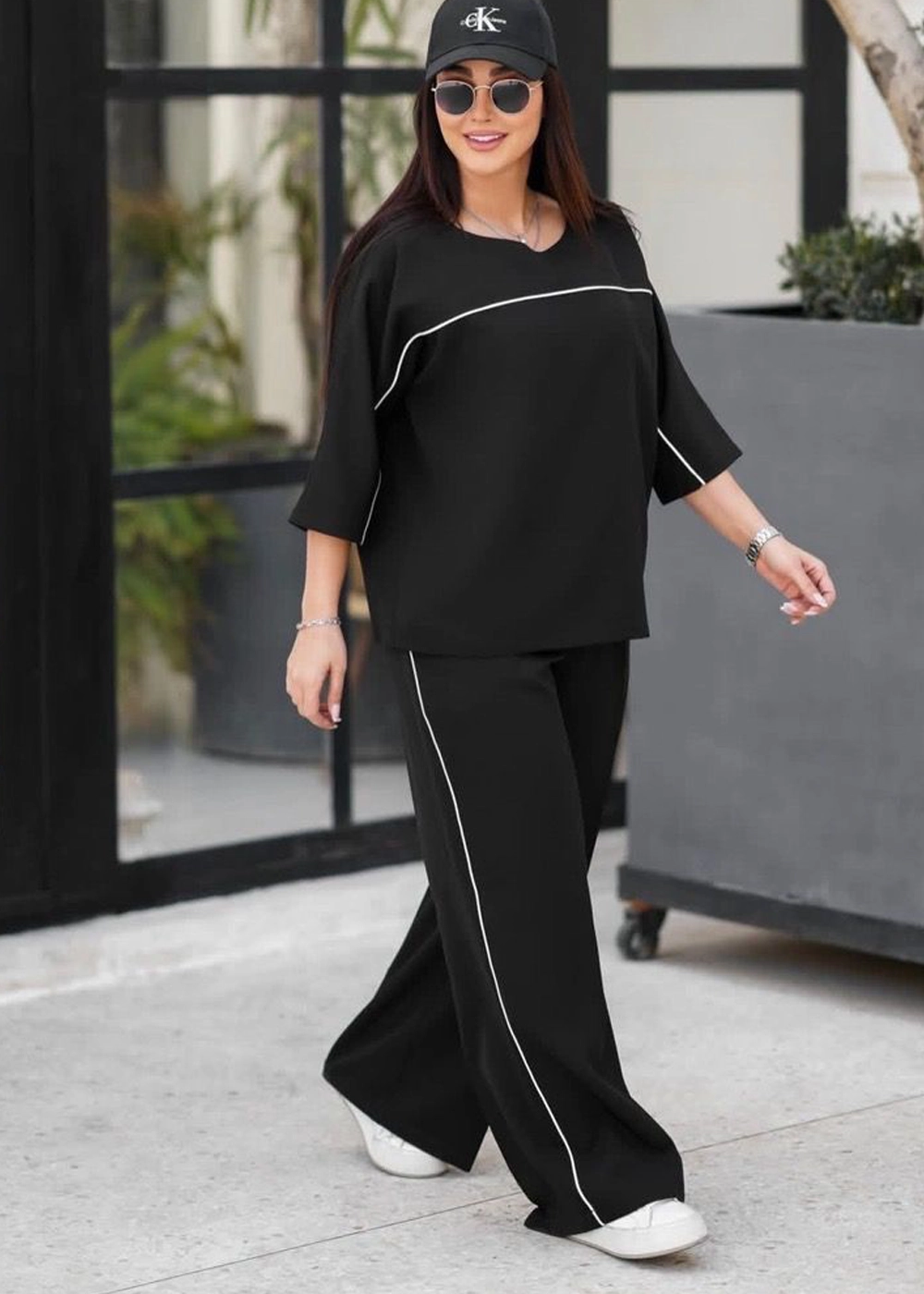 wcs017-women-set-regular-fit-black (2) تنخور رنگ مشکی ست تیشرت و شلوار راحتی زنانه مدل wcs017