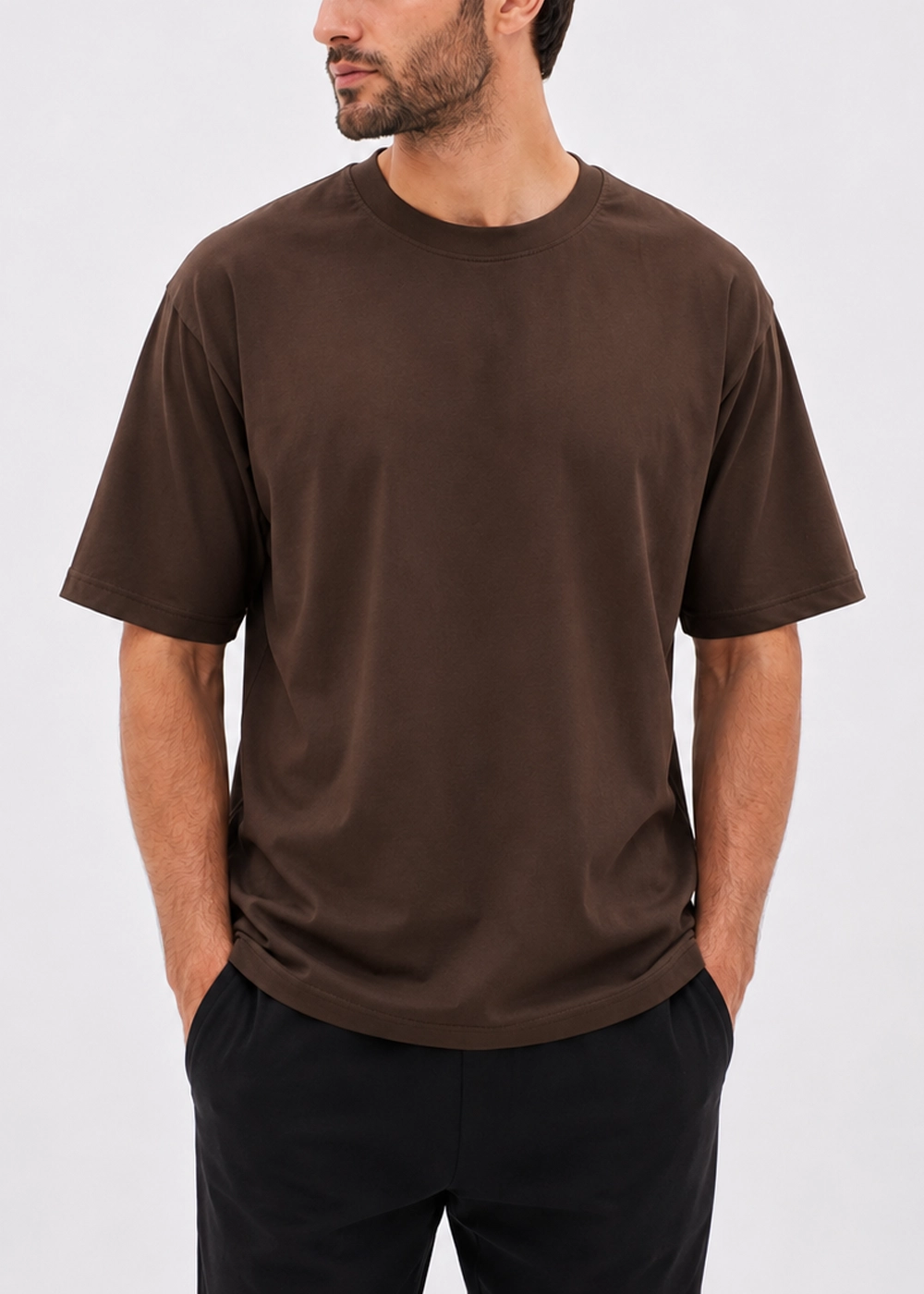 mct013-men-tshirt-regular-fit-front-view-brown(4) تنخور تیشرت مردانه مدل mct013 رنگ قهوه ای نمای روبرو