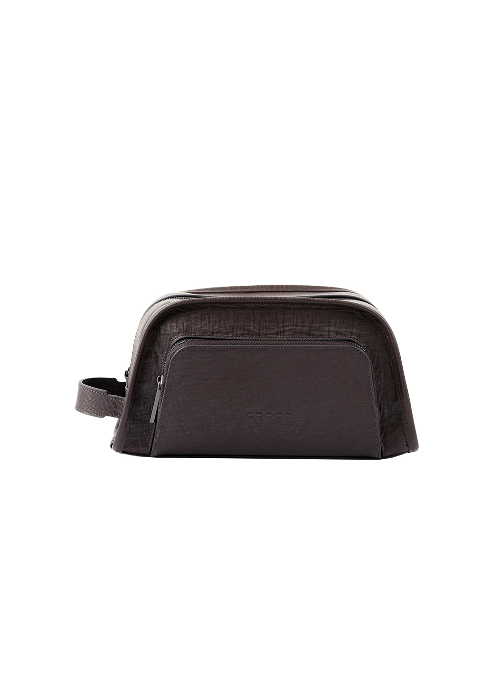 mb1008-men-leather-passport-bag-brown-front-view(7) کیف مردانه پاسپورتی چرم کروکو مدل mb1008 رنگ قهوه ای نمای روبرو