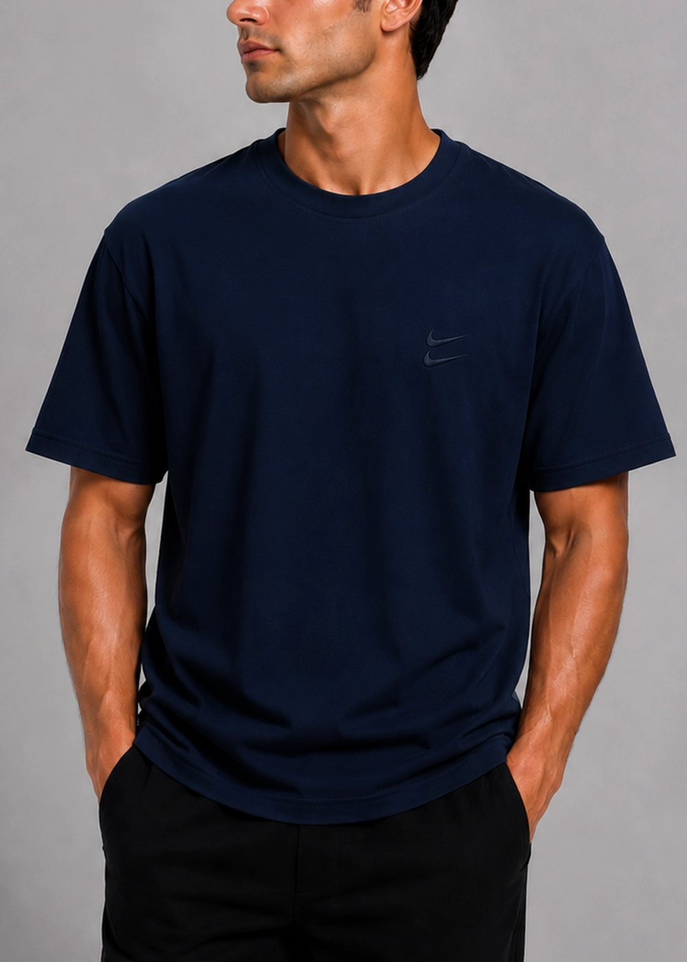 mct025-men-tshirt-dark-blue-regular-fit-front-view (5) تنخور تیشرت یقه گرد مردانه مدل mct025 رنگ سرمه ای