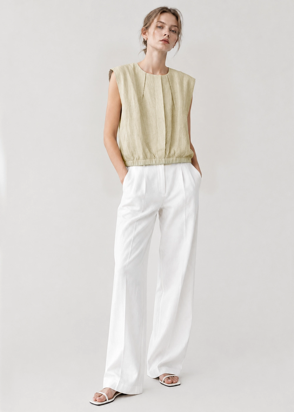 wct186-women-tshirt-regular-fit-cream-front-view (3) تنخور تاپ مجلسی زنانه کروکو مدل wct186 رنگ کرم